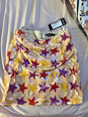 NWT Nasty Gal Gold Star Sequin Mini Skirt, size 4